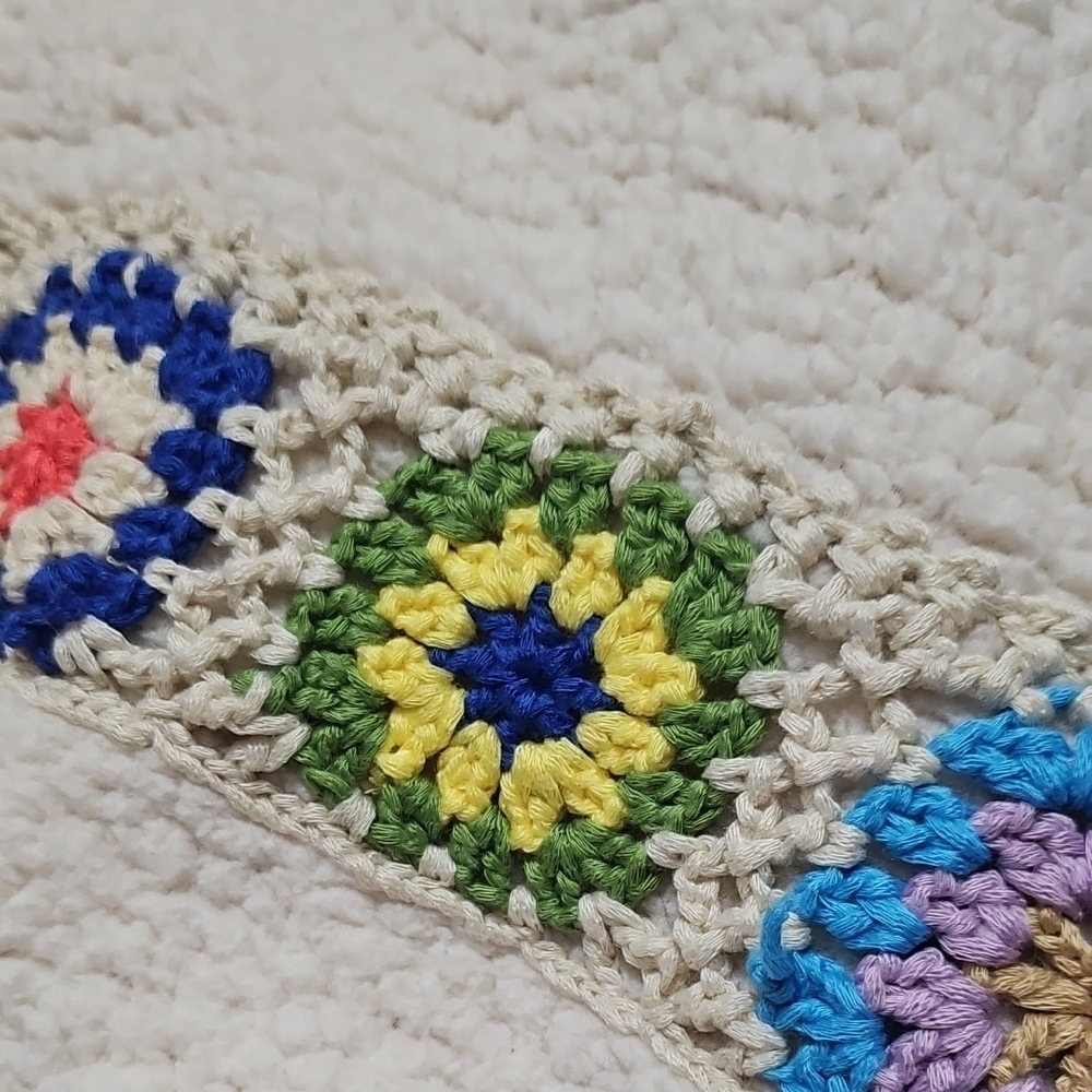 Cider Cream Cropped Hoodie with Colorful Crochet Accents - Picture 10 of 10